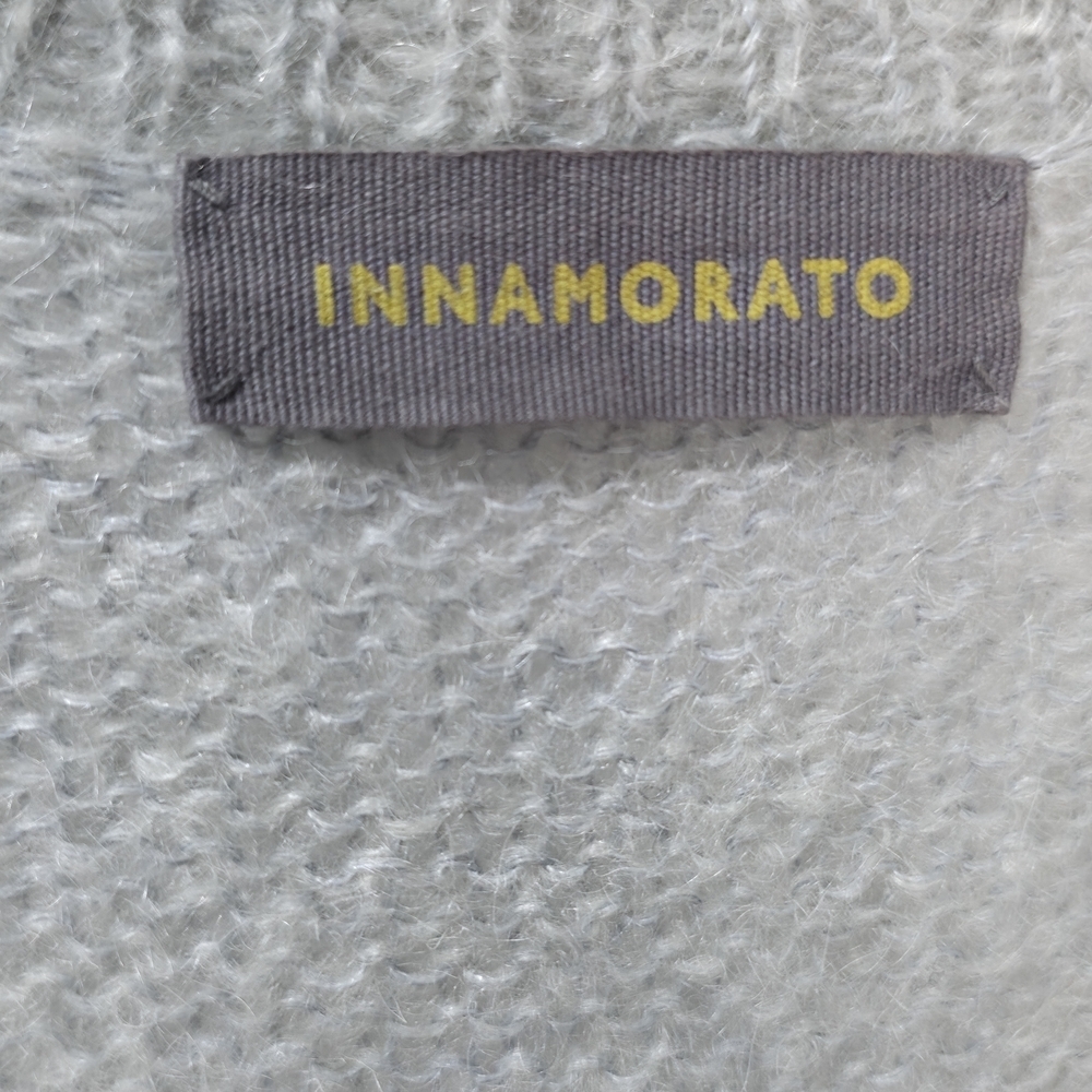 Innamorato Mohair Merino Blend Grey V-Neck Single-Button "Quiet Luxury" Cardigan - Picture 3 of 7